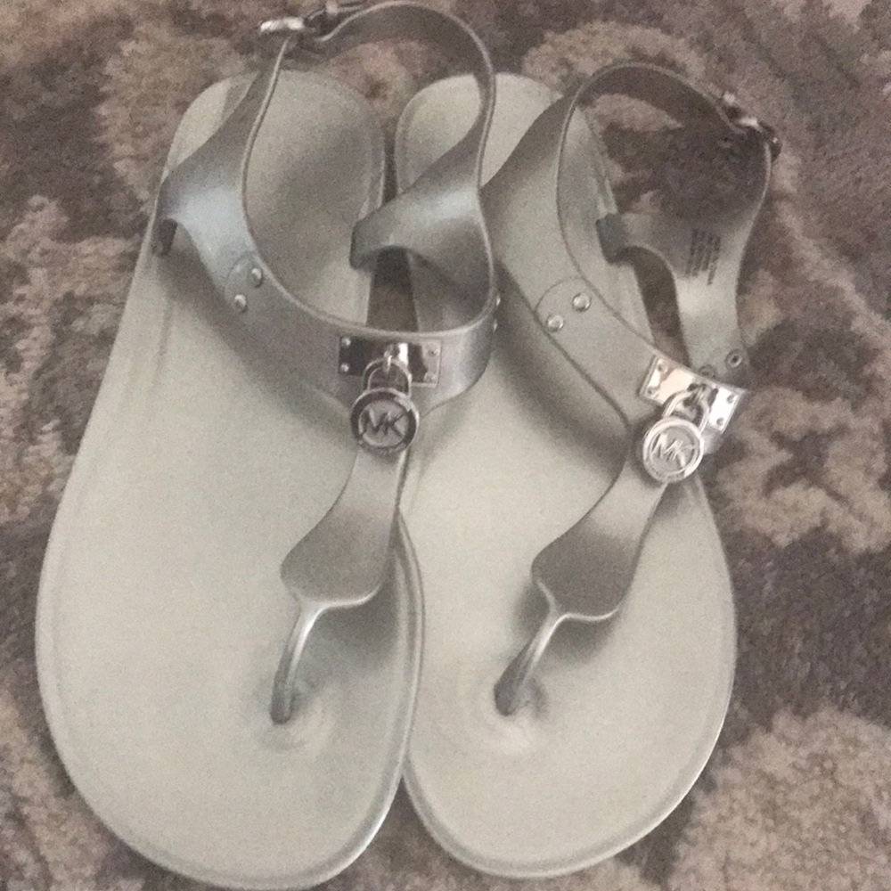 Michael Kors Women’s Silver T-Strap Sandals